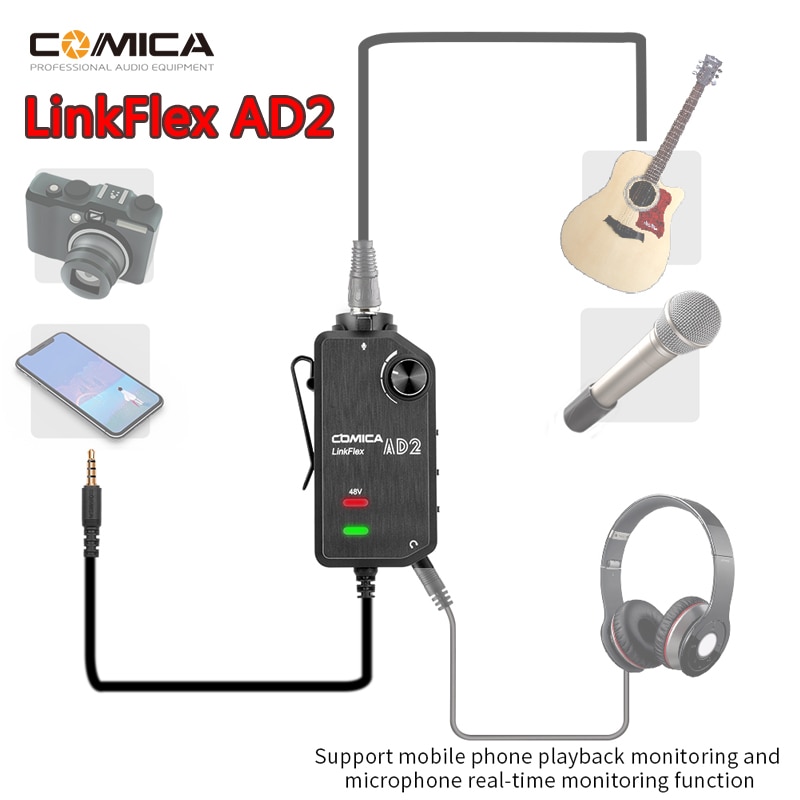 FC-21 Guitar Connector Converter Electric Guitar Bass to Mobile Phone Tablet Adapter Compatible with iOS Phones Tablets Android Smartphone Tablet with 3.5mm Audio Plug