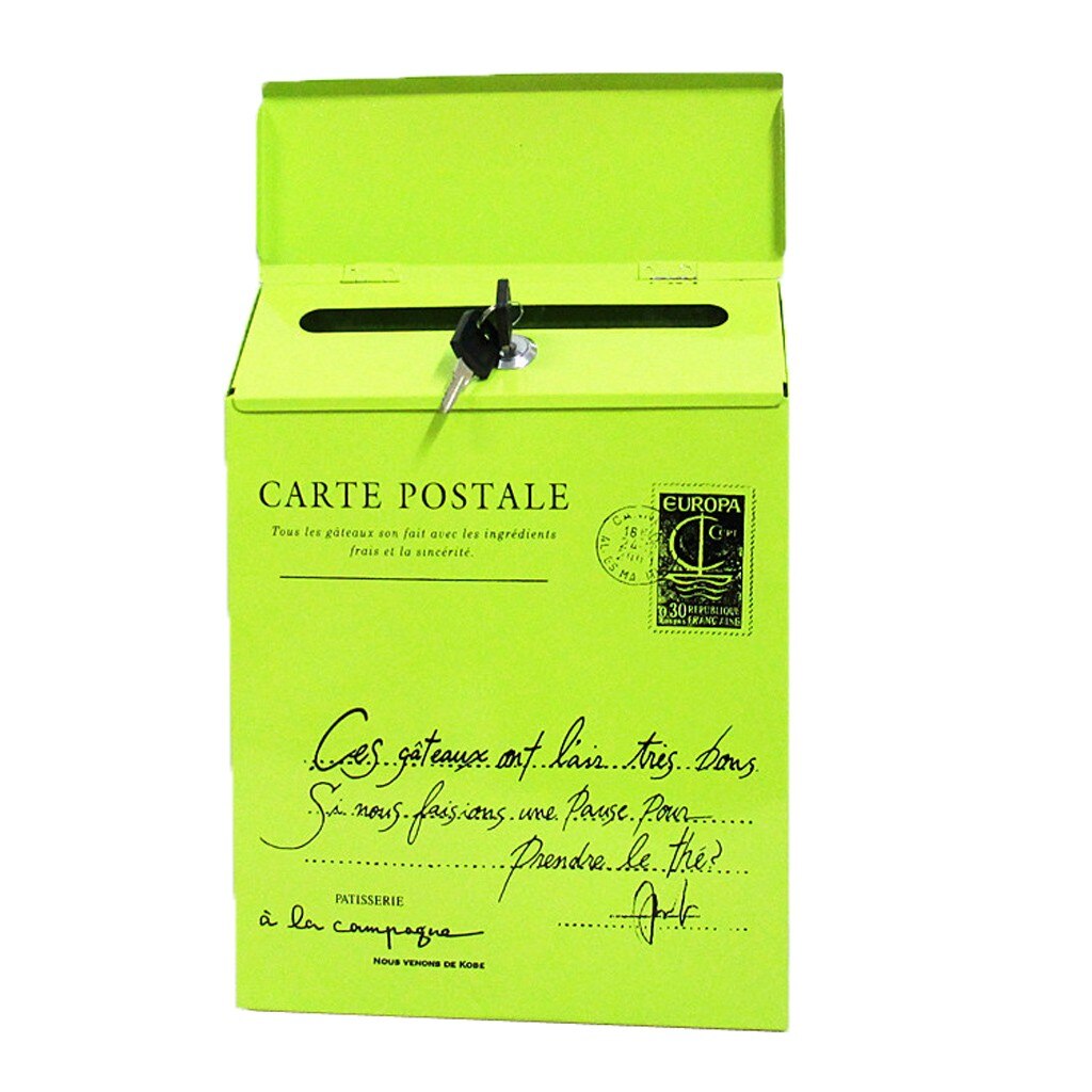 Vintage Retro Wall Mount Mailbox Mail Postal Letter Newspaper Box Waterproof Post Boxes Bucket Wall Mounted Mailbox: Green