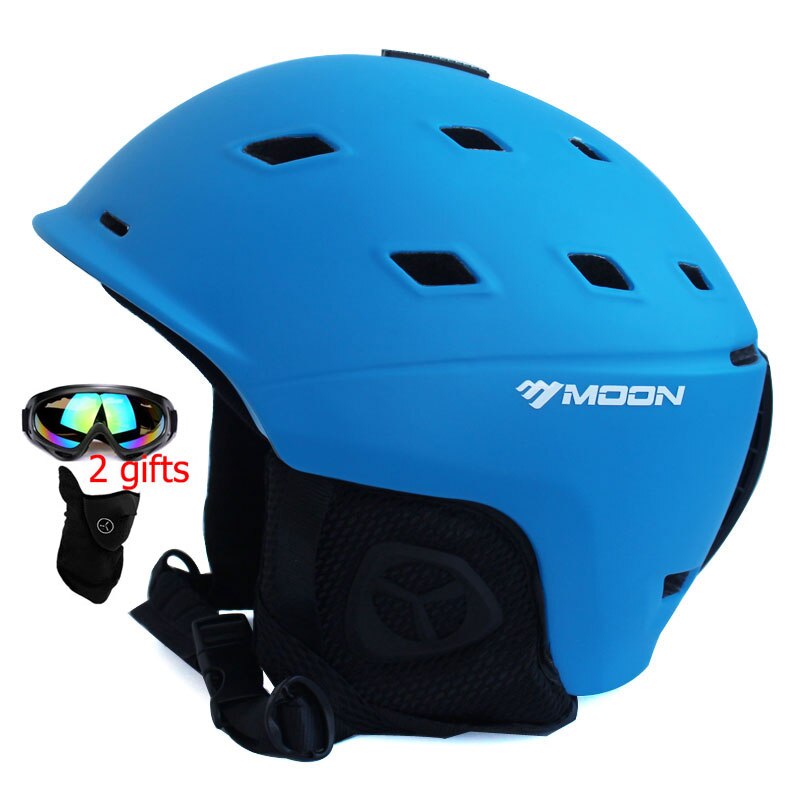 MOON-casco de esquí para hombre adulto, protector de casco de esquí para Snowboard, equipo de monopatín, cascos de seguridad deportivos con gafas, 2 , Otoño e Invierno: Blue / L(58-61cm)