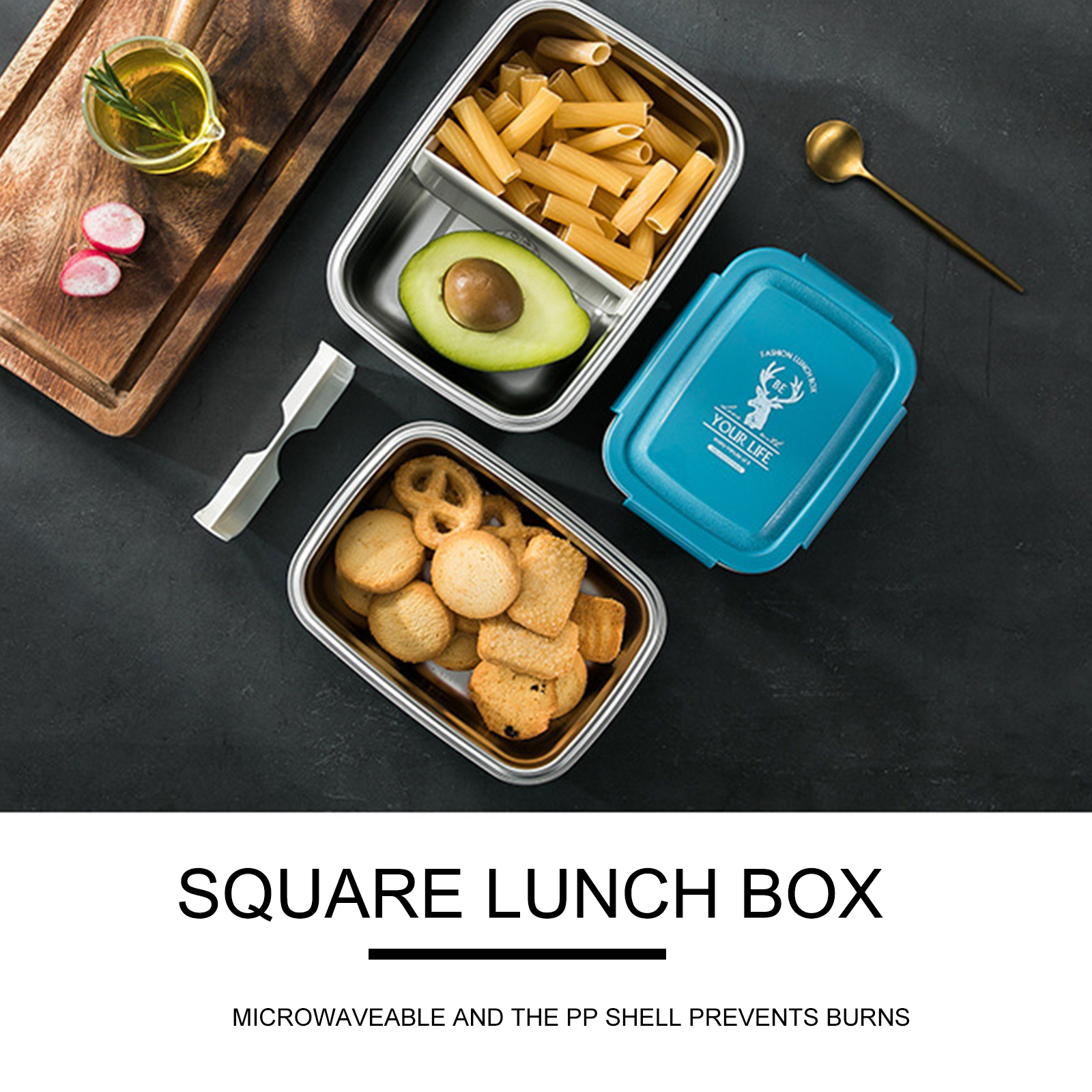 Stainless Steel Bento Box Food Grade Portable Food Storage Container Microwave Lunch Box Household Picnic Accessories