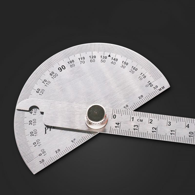 14.5cm 180 Degree Adjustable Protractor Stainless Steel Caliper Roundhead Angle Ruler Mathematics Measuring Tool Woodworking