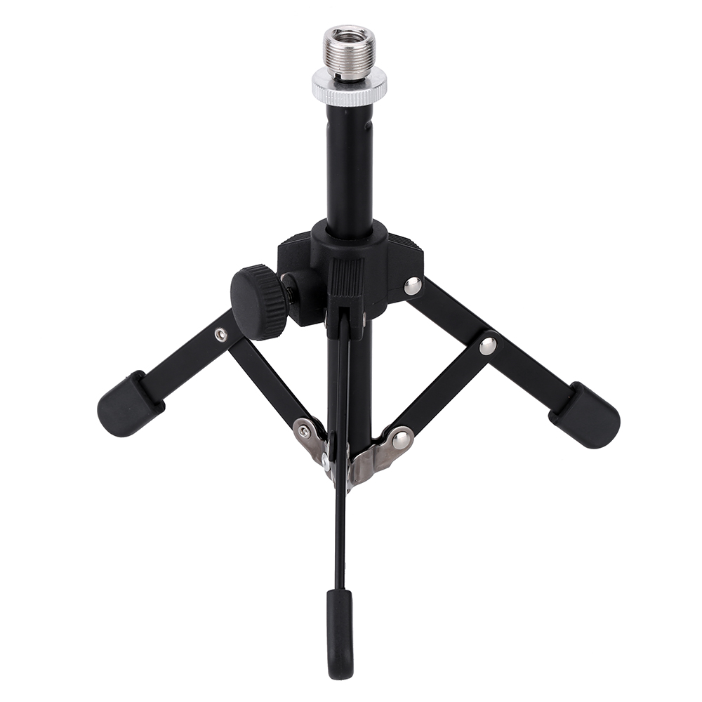 Ammoon MS-12 Mini Opvouwbare Desktop Tafelblad Statief Microfoon Mic Stand Houder Voor Meeting Fit Voor De Meeste Standaard Microfoon Clip