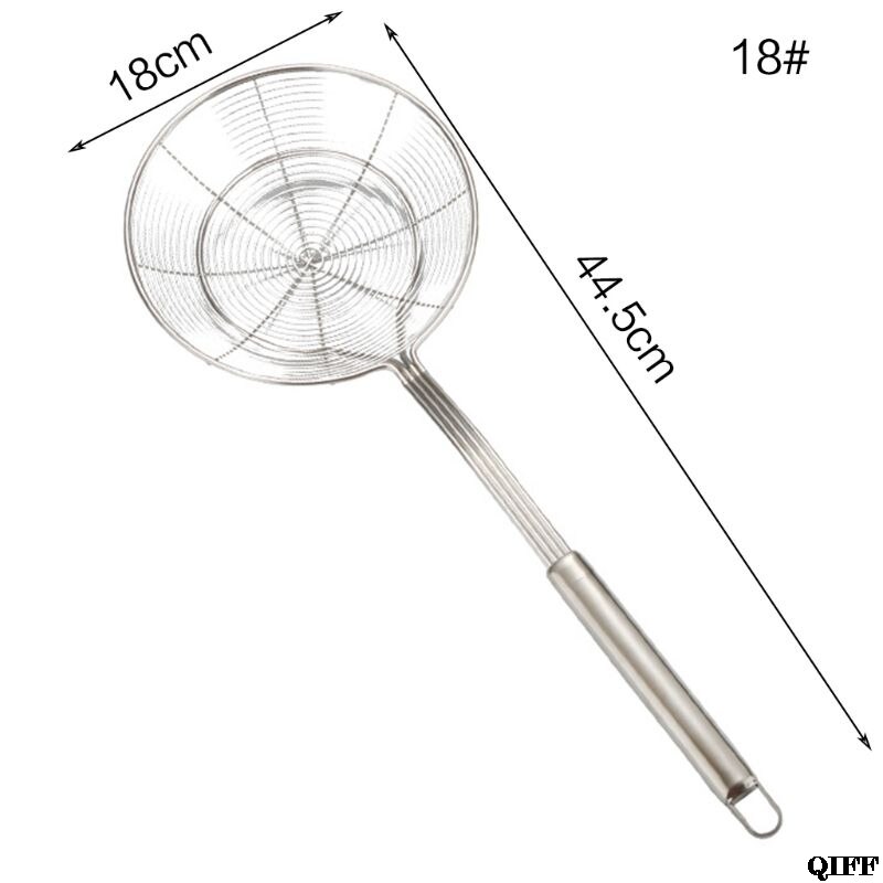 Spider Strainer Stainless Steel Skimmer Ladle Food Frying Spoon With Long Handle For Home Kitchen Fried Kitchen Restaurant JUN06: 9FF200256-18