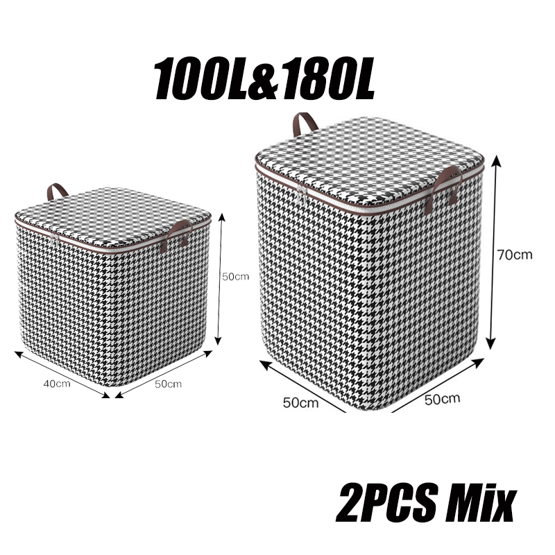 Quilt Storage Box Dustproof Organizers Non-Woven Wardrobe Space Saving Bag House-Moving Bedding Box Travel Storage Organization: Pink