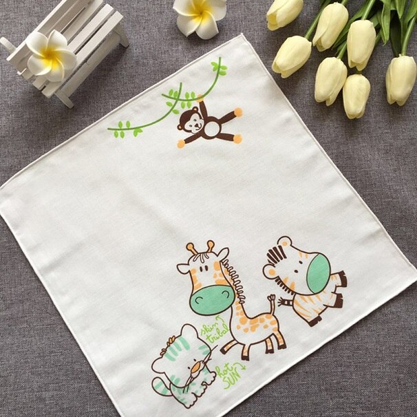Kinder Baby Cartoon Handtuch Taschentuch Baumwolle Musselin Handtuch Taschentücher 4 Schichten Wischen Taschentücher: Small animals
