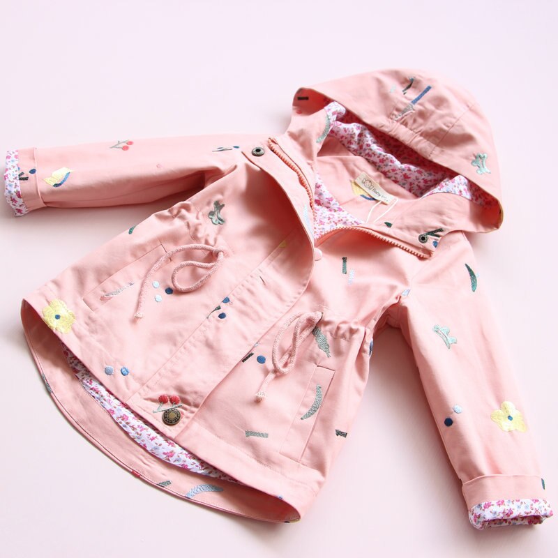 Baby Meisje Kleding En Najaar Windjack Jas Meisje Print Jas Bloem Windbreaker Hooded Jas Meisje Jas