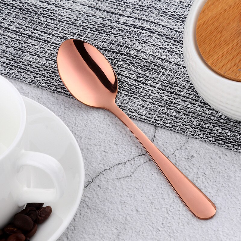 Cuillère à thé en acier inoxydable Rose or | Ustensiles de table, cuillère en or de cuillère à café Vintage, outil de cuisine de fête 10 pièces: rose gold / 5pcs