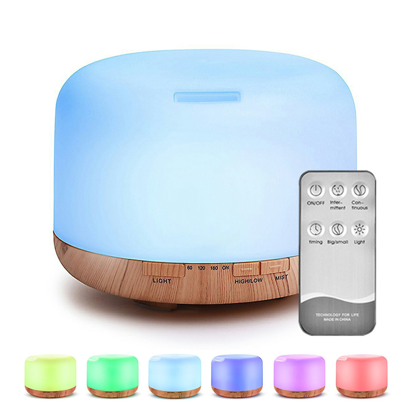 Aroma Essential Oil Diffuser Ultrasonic Air Humidifier 7 Colors Changing Led Fogger Mist Maker Household Air Freshener 500ml: LT remote control / US