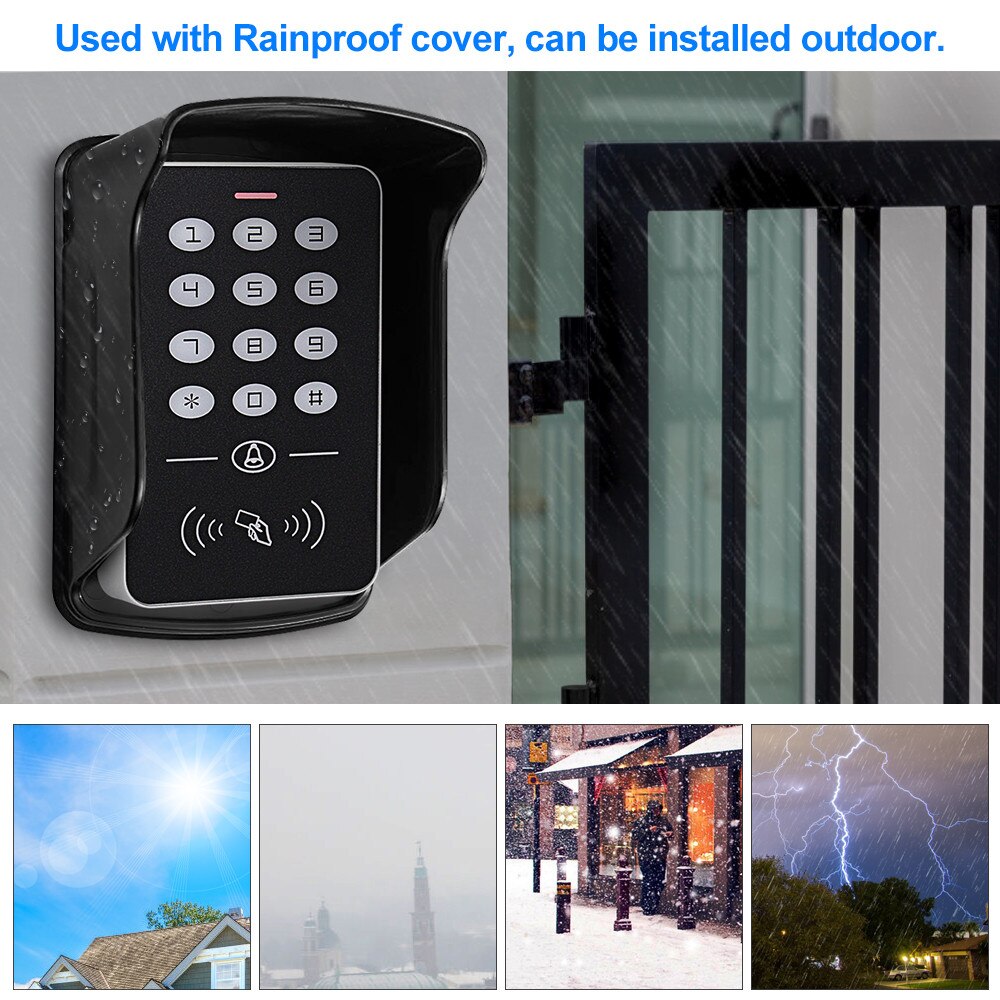 Standalone Access Control Keypad Rfid Toetsenbord Systeem Waterdichte Outdoor Cover 125Khz Controller Kaartlezer 10Pcs Keyfobs