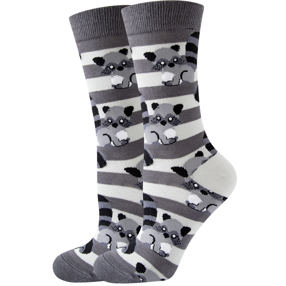 1 par de calcetines de flores para Mujer, fresa, sandía, fruta, Chaussette, Animal, estilo Harajuku, Calcitinas felices de algodón para Mujer