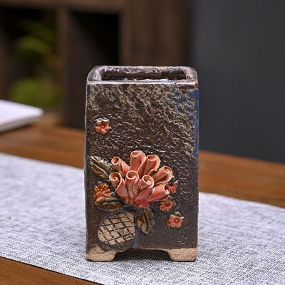 Strongwell-maceta de cerámica antigua amasada a mano, macetas para suculentas, decoración de jardinería para el hogar, maceta, ornamento: 1