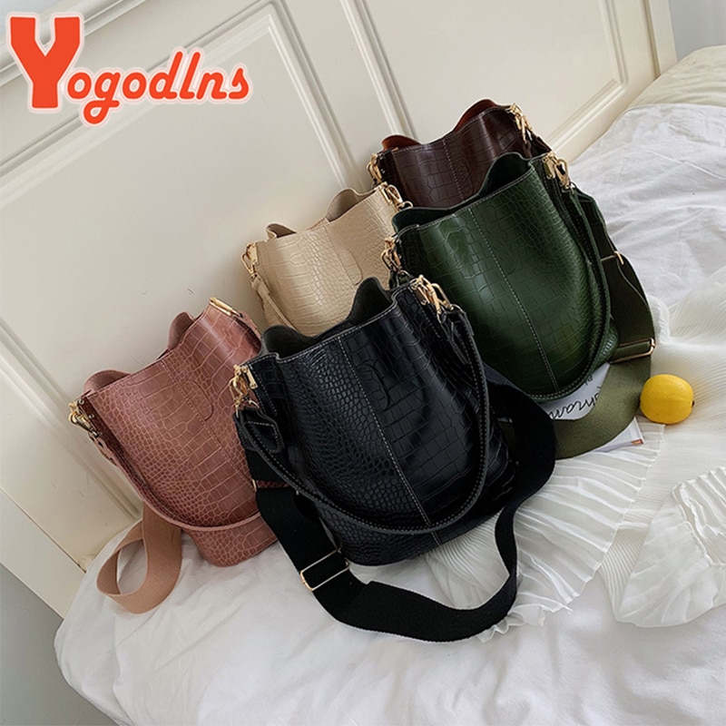 Yogodlns Alligator aufbringen Eimer Tasche Für Frauen Jahrgang Schulter Tasche Große Kapazität Umhängetasche Elegante Einkaufs Handtasche Geldbörse
