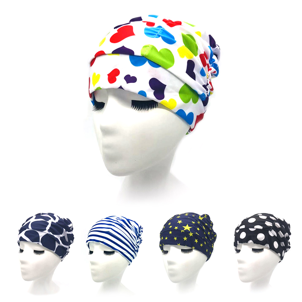 Bonnet de bain unisexe pour adultes, Turban, sport, plage, imprimé, piscine, Nylon doux, haute élasticité, cheveux longs, extensible