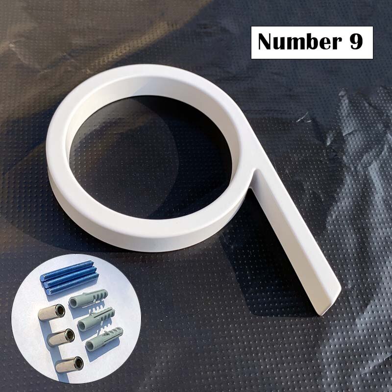 125mm White Floating House Numbers Doorplate Letters Metal Address Sign Plate Outdoor Street Door Plaque Number For Home Mailbox: Number 9