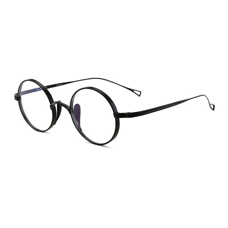 Reines Titan Brille Rahmen Männer retro Runde Brillen Frauen Myopie Optische Brillen Japanischen Handgemachte John Lennon: Schwarz