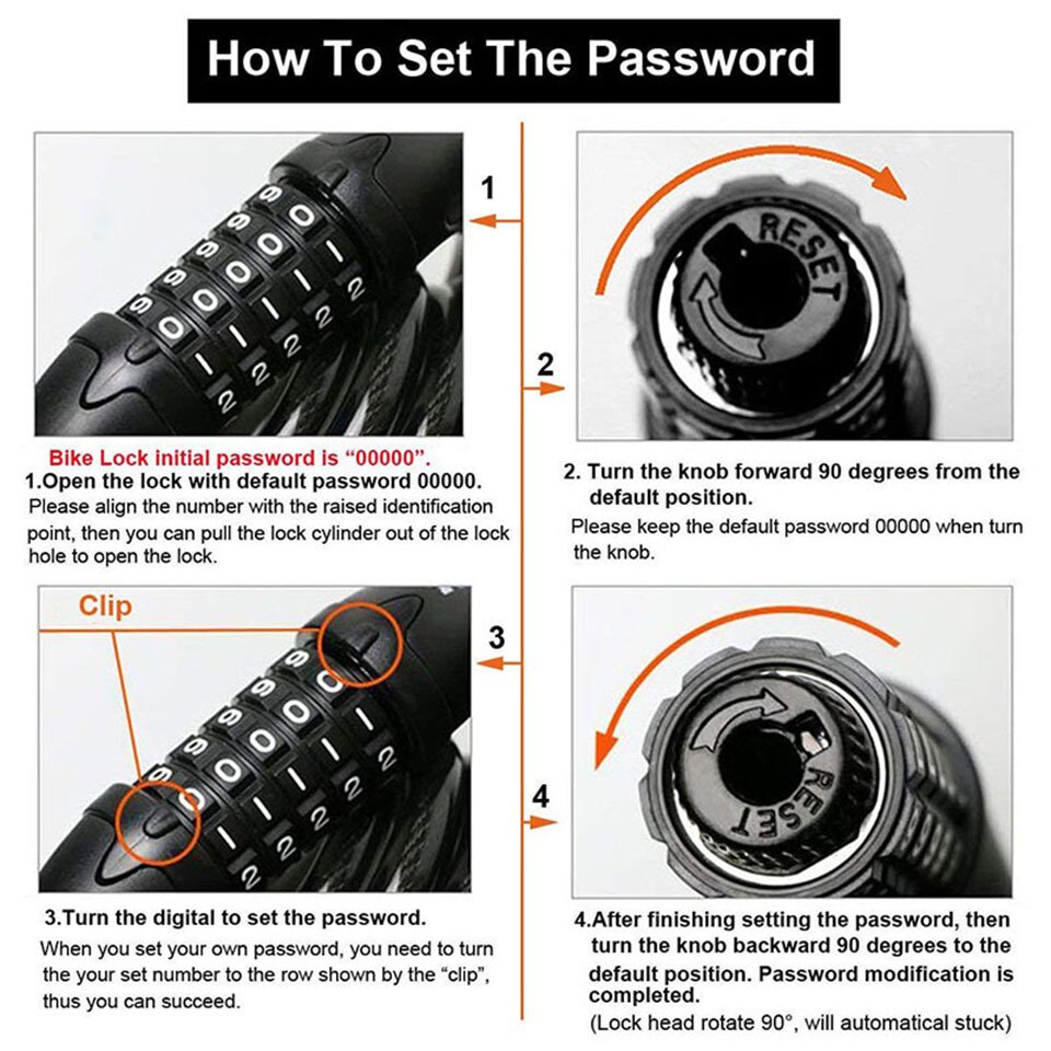 Fietsslot 5 Cijferige Code Combinatie Fiets Security Lock 1200 Mm X 12 Mm Stalen Kabel Spiraal Fietsen Fiets lock