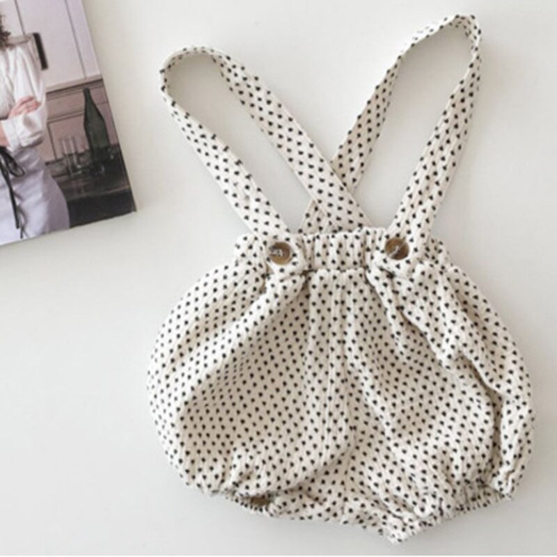 Koreańnarty styl jesień maluch dziewczynka chłopiec kropka romper noworodka dziewczynka kombinezon bez rękawów bawełna dziewczynka chłopiec ubrania