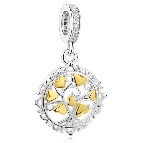 Silver Charms Fit Original Charm Bracelet Necklace 925 Sterling Silver Tree Love Heart European Charms Beads DIY Jewelry: PY1767