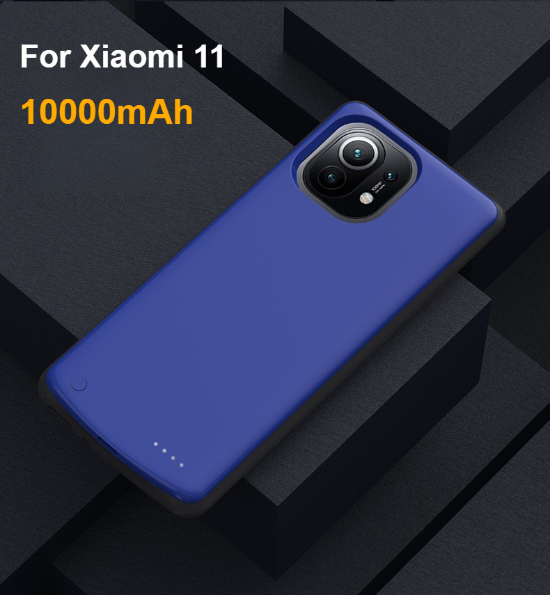 Verbesserte 10000 mAh Akku-Ladegerät-Hüllen für Xiaomi Mi 11 11 Profi/11 Lite Ultra Energie Bank Ladeabdeckung Makao Rama Rama: Dunkelblau