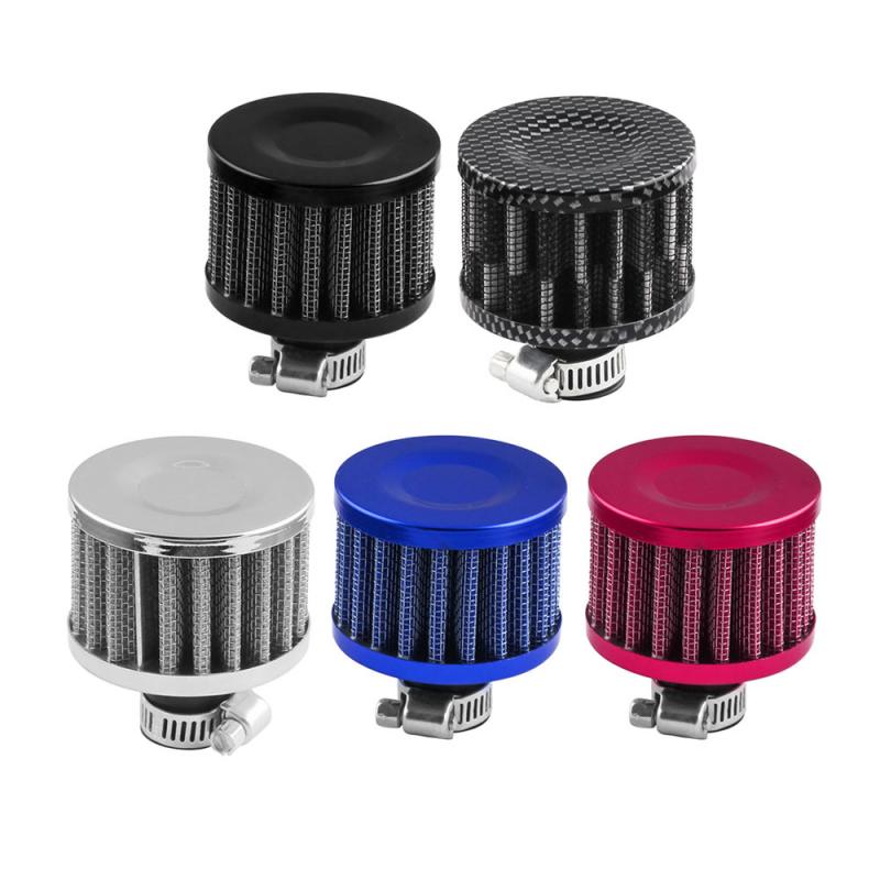Interfaz Universal de 12mm para filtros de aire de motocicleta, Filtro de aire frío cónico de plata para coche, cárter de ventilación de Turbo