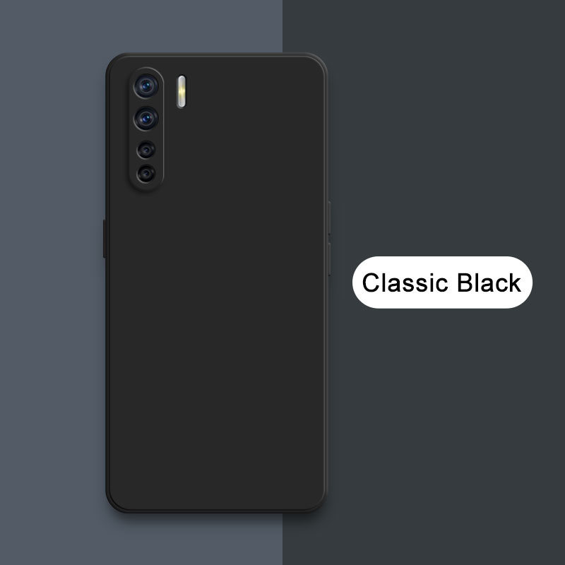 Officiellt fyrkantigt flytande silikonskal till oppo  a91 f15 reno 3 reno 3 kameraskyddande mjukt stötsäkert telefonskydd oppoa 91- hölje: Nylon- / Guld-