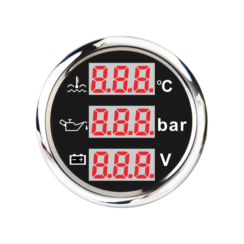 3 in 1 Multi-Funktion 52mm Digital Manometer Wasser Temp Öl Druck Voltmeter Mit Alarm 9-32V: BS