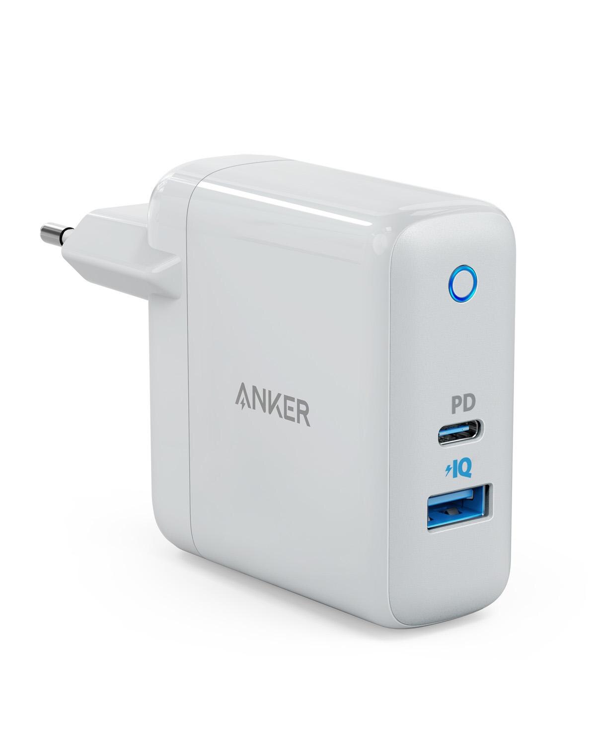 Chargeur USB C Anker, chargeur mural PowerPort Speed + Duo avec Port d'alimentation 30W pour iPhone,iPad Pro,MacBook,Galaxy et plus encore: EU Plug