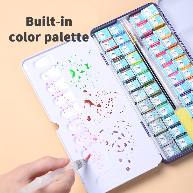 Giorgione High-End Kunstenaar Aquarel Verf Set Bevat Parelmoer Kleur Met Aquarel Kwast In Een Draagbare Metalen Doos