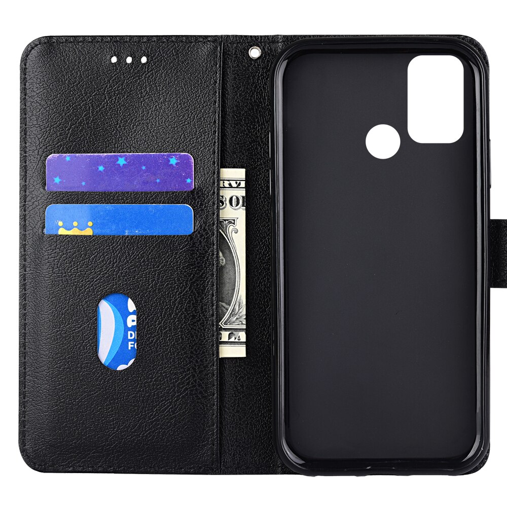 Flip Wallet PU Leather Case For Realme 7i (India Funda Stand Business Phone Holster Stripe Protect Cover