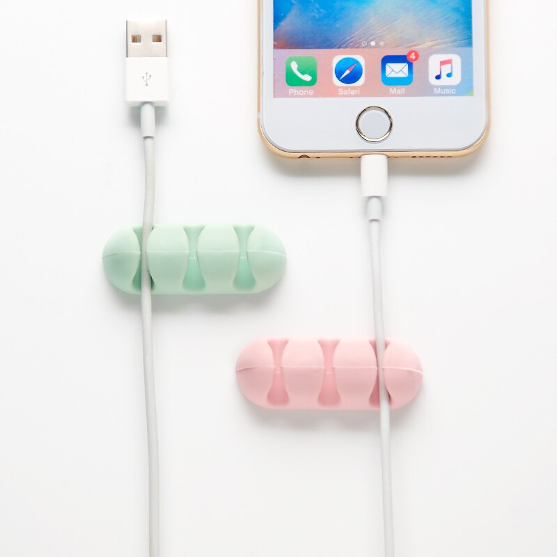 2pcs/lot Desktop Cable Organizer Self-AdheSive Silicone Wire Winder Cord Clip Cable Storage Holder For Office Wire Management