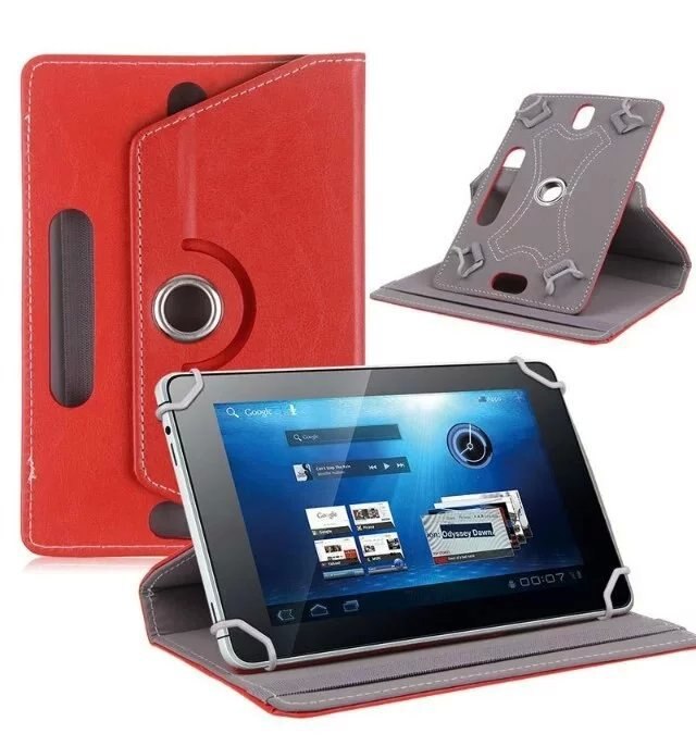 For Medion LifeTab S9714 10 inch/E10315 E10311 10.1 inch Universal Tablet PU Leather Cover Case 360 Degree Rotating Free Pen: Red