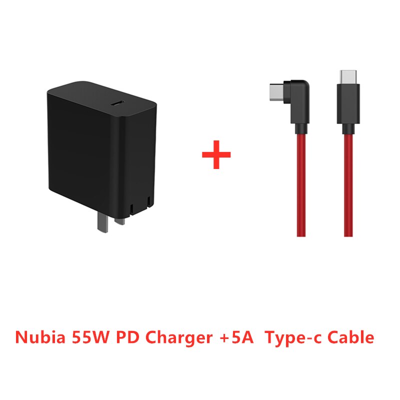 Adaptador de carregador rápido nubia red magic 55w pd, original, para smartphone (eua) nubia redmagic 5g telefone: Charger with 5ACable