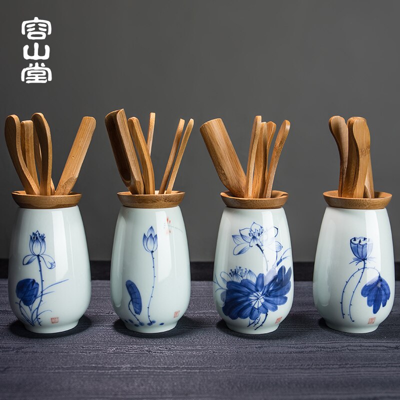 Bamboo Artwork Celadon Tea Ceremony Six Items Set Complete Set Kung Fu Tea Set Accessories Bamboo Tea Clip Tea Pin Tea Spoon