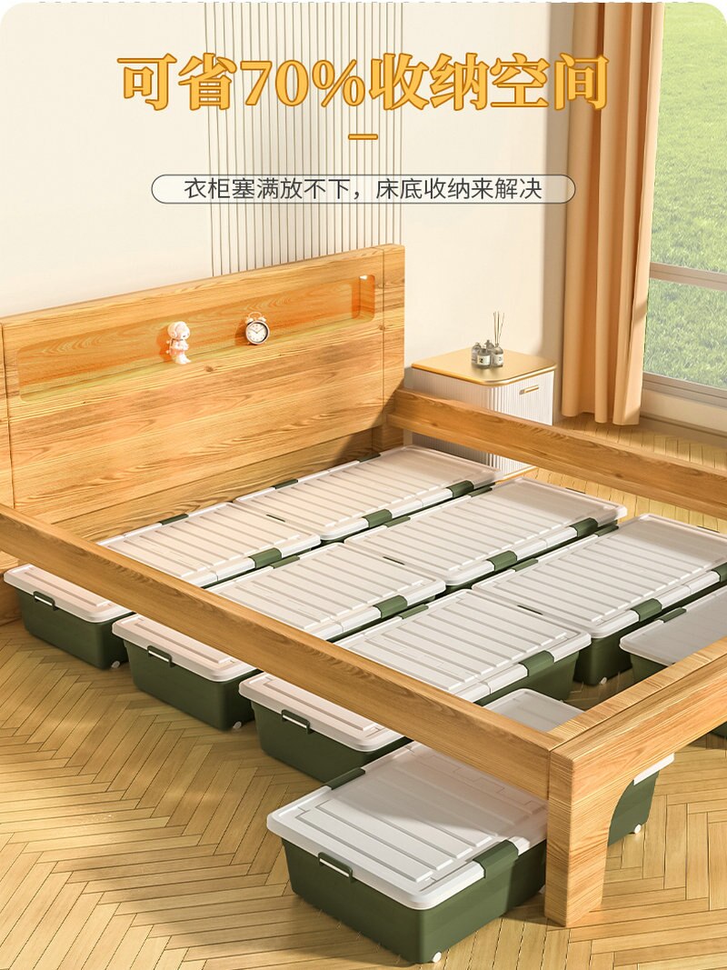 Bac de rangement sous lit en plastique HDPE, boîte de rangement, conteneur de rangement ménager avec roulettes et Double couvercle, nouveauté 100%