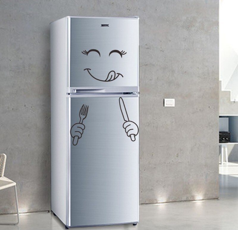 Sevimli etiket buzdolabı mutlu lezzetli yüz mutfak dolabı duvar buzdolabı vinil çıkartmalar sanat duvar çıkartması ev dekor Dropshipping