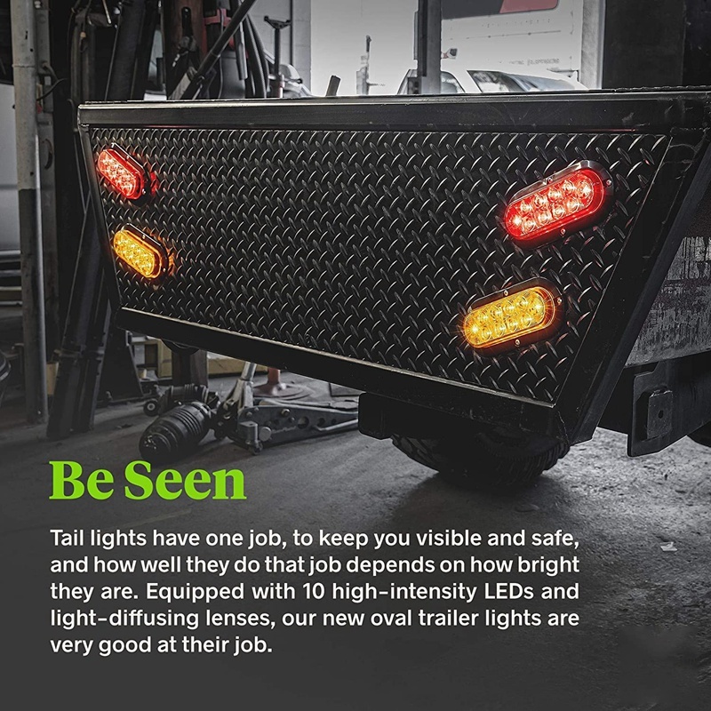 4Pc 6 Inch Amber Oval LED Trailer Tail Light Kit Marine Trailer Lights for Boat Trailer RV Trucks