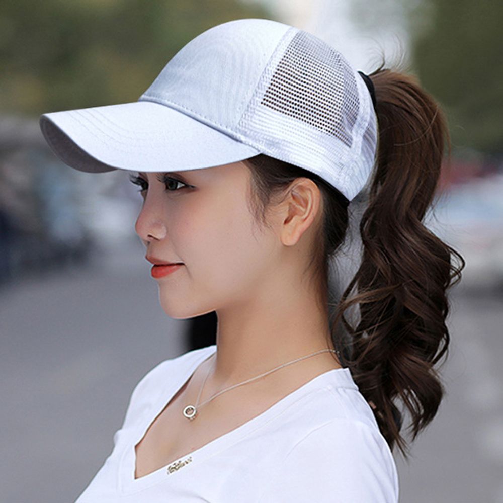 Kvinnor sport löparhatt utomhus solskydd hästsvans baseball tenniskeps sommar sol uv skydd mesh sport löpning cykel keps