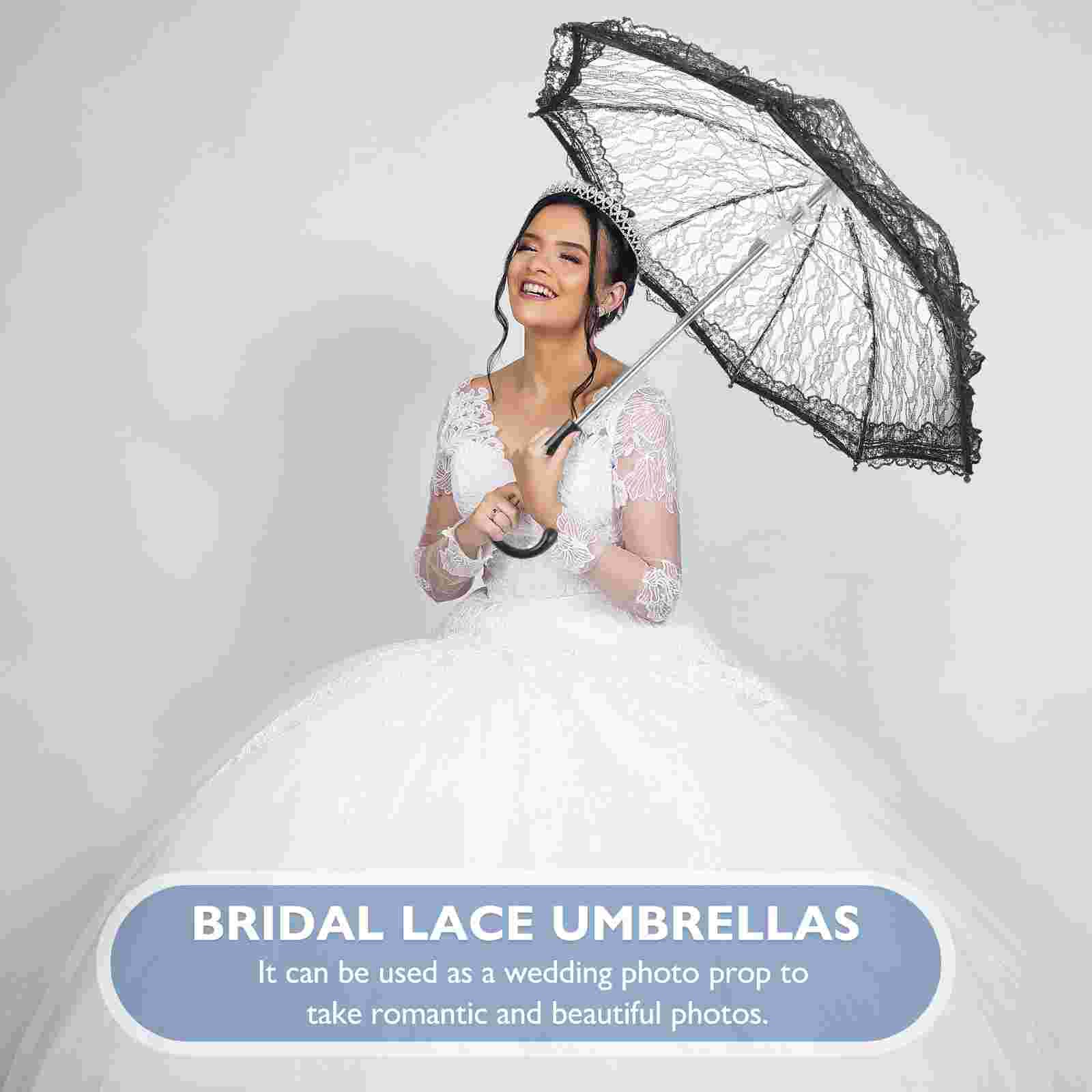 Sombrilla de encaje bordado para mujer, accesorio romántico de disfraz Vintage, 1 unidad