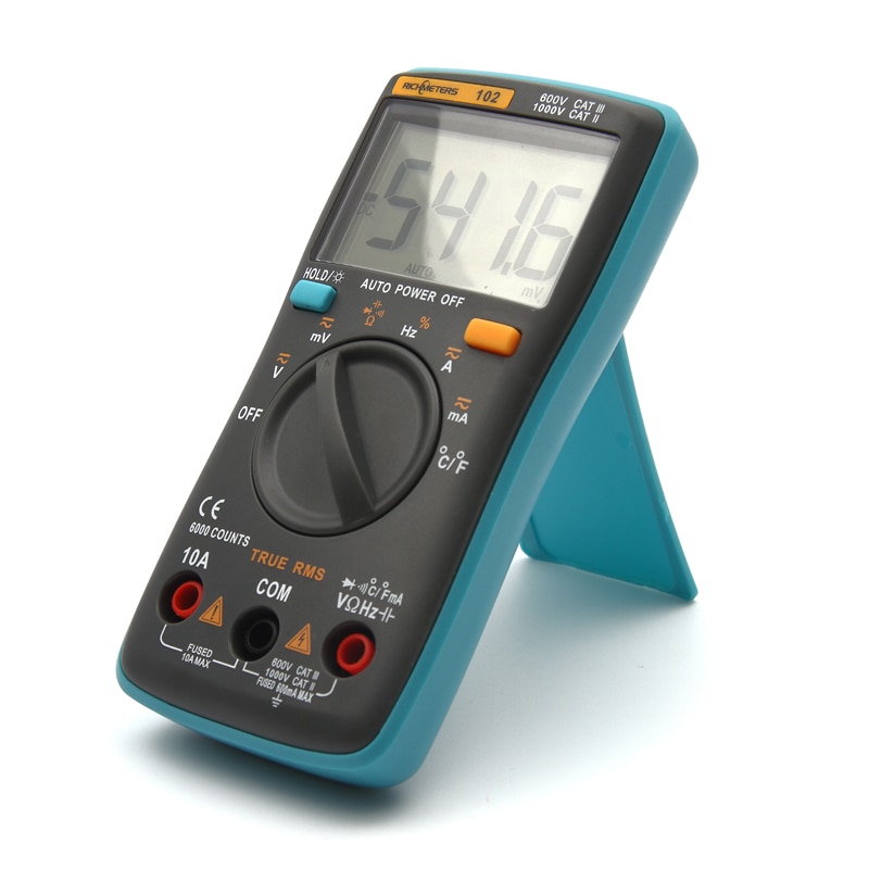 RICHMETERS 102 Multimeter 6000 counts Back light AC/DC Ammeter Voltmeter Ohm Frequency Diode Temperature