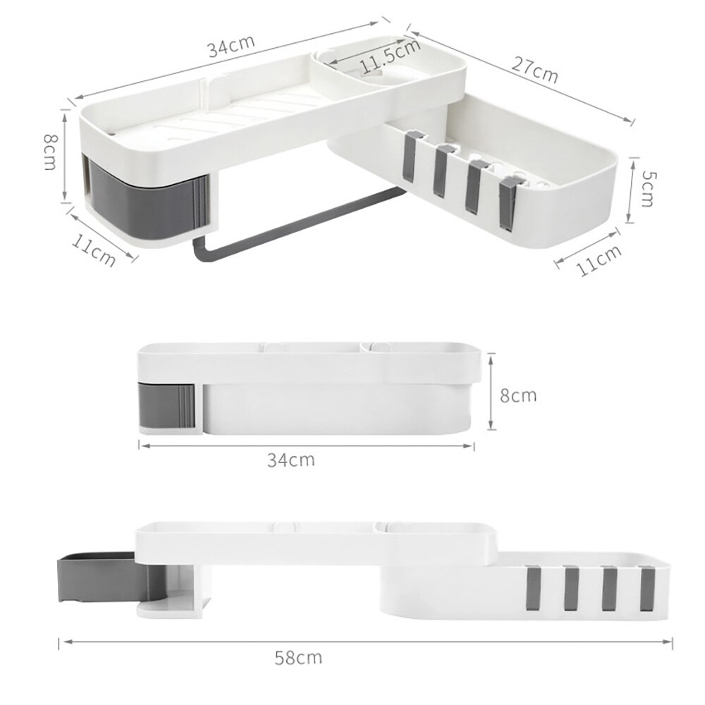 Plastic Badkamer Plank Organisator Snap Hoekkast Caddy Badkamer Hoekkast Douche Opslag Muur Houder Shampoo Houder