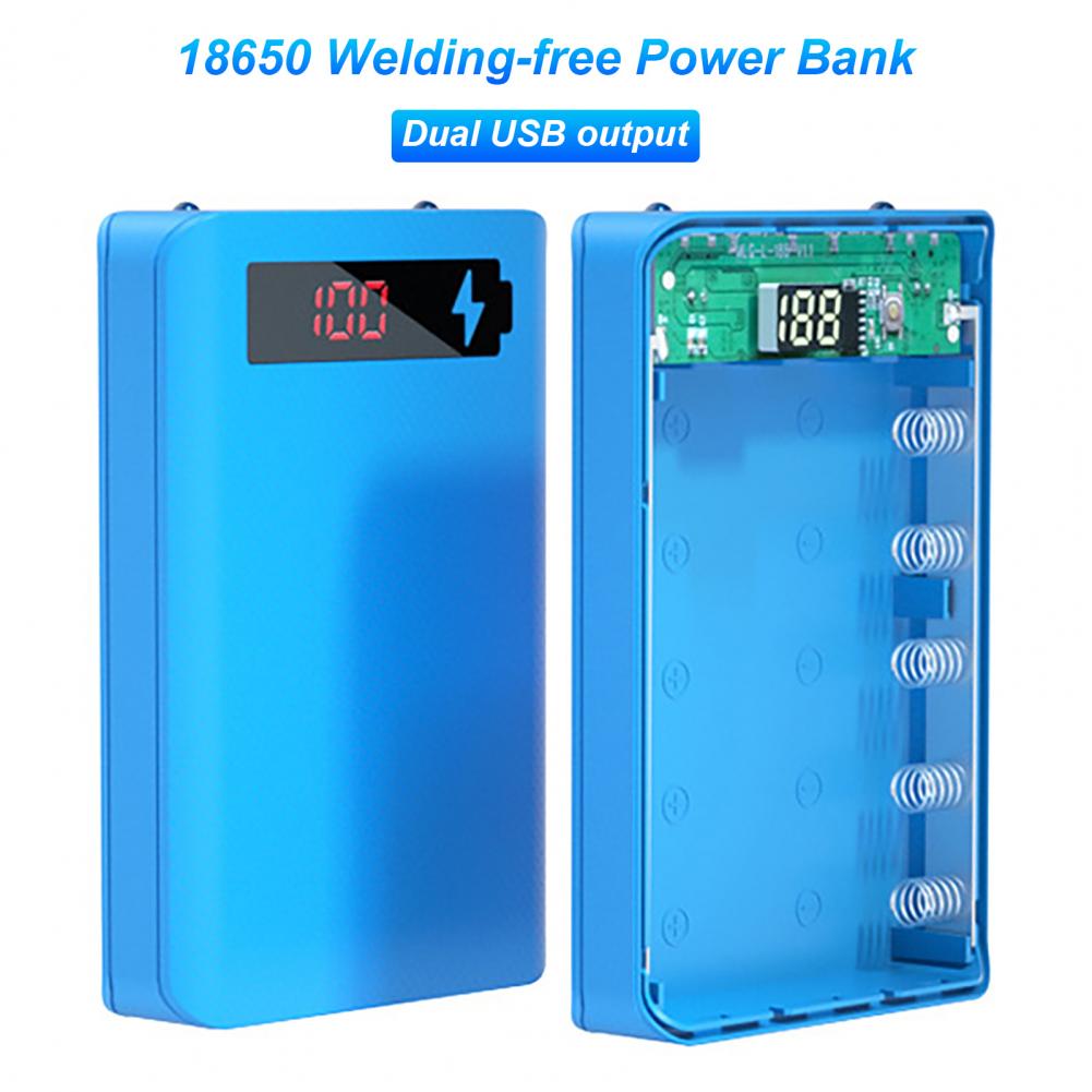 Lightweight Power Bank Box LED Digital Display Multiple Circuit Protection Excellent 5x18650 Portable Charger Case