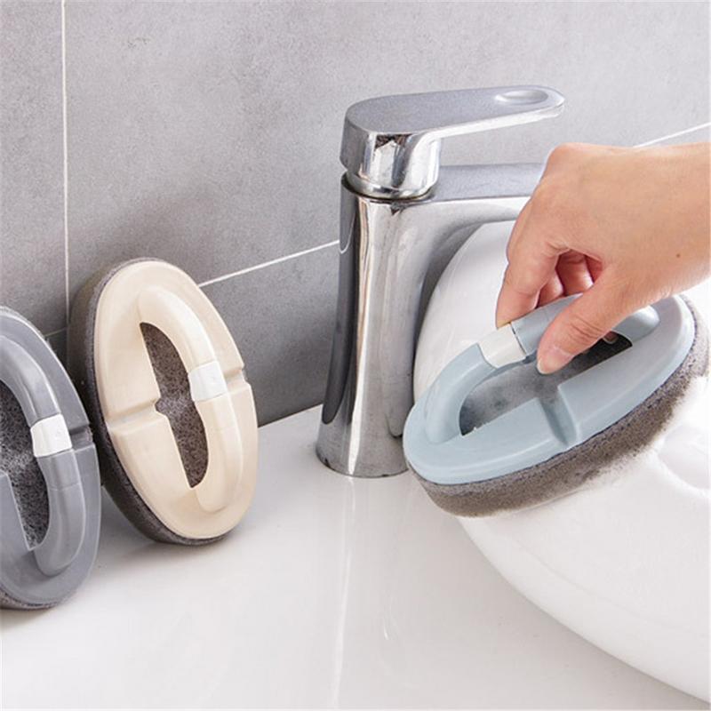 Handheld Bad Keramische Tegel Glas WC Borstel spons spons met handvat Spons Keuken Schoonmaken Borstels