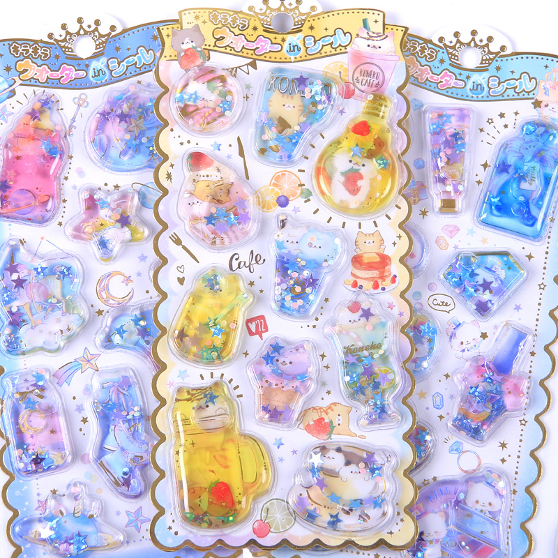 1 Stks/pak Bronzing Kinderen Schudden Dagboek Briefpapier Stickers Decoratieve Mobiele Stickers Scrapbooking Diy Craft Stickers