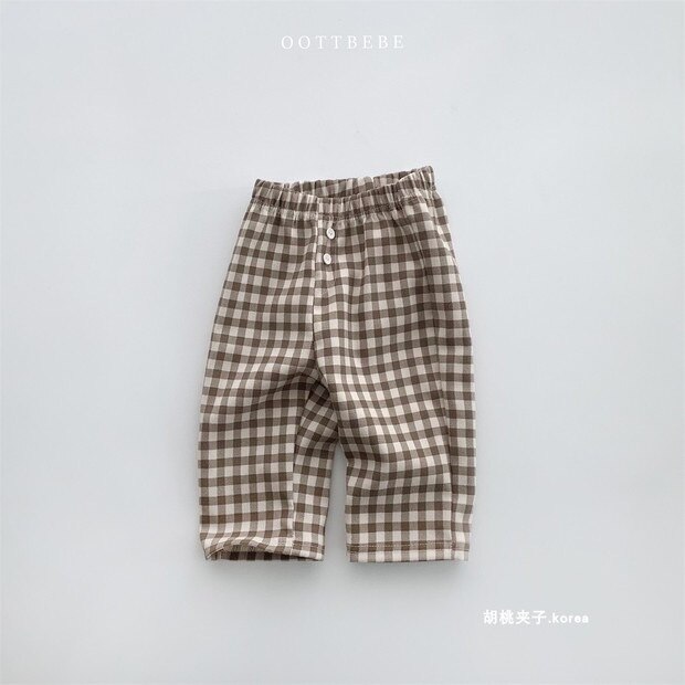 2022spring Infant Plaid Pants Kids Wear Newborn Boy Clothes: Brown