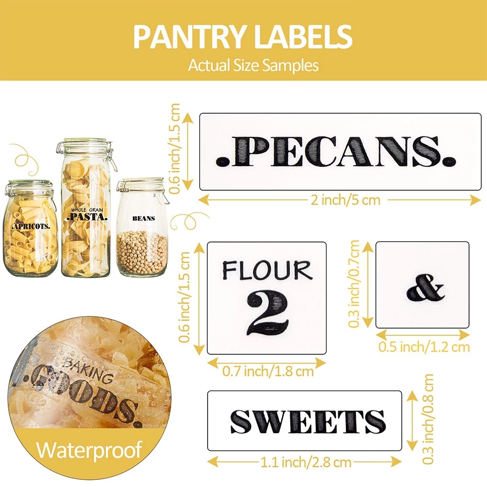 Food Label Stickers Waterproof TransparentSelf-Adhesive Resistant Home Kitchen Pantry Stickers Organization Label