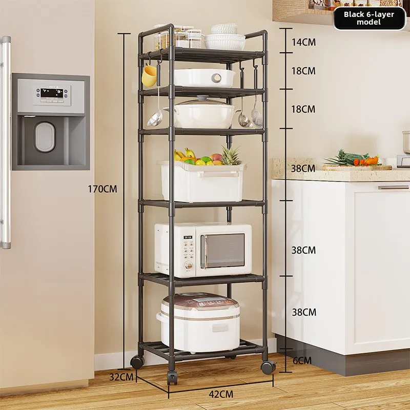 Keukenopbergrek Huishoudelijke planken met meerdere niveaus Magnetron Opbergrek Van vloer tot vloer Badkamer Pantry Keukenmeubilair: Sky Blue