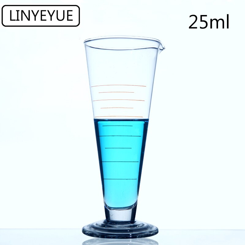 LINYEYUE 25mL Graduate Conical Glass Measuring Cup Measuring Glass Triangle Beaker Laboratory Cylinder Chemistry Equipment