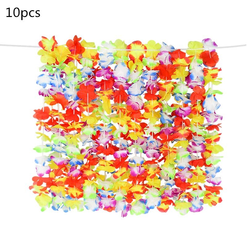 4-10pcs Hawaiian Party Artificial Flowers leis Garland Necklace DIY Dress Accessories Hawaii Beach Luau Summer Party Decor: 10pcs