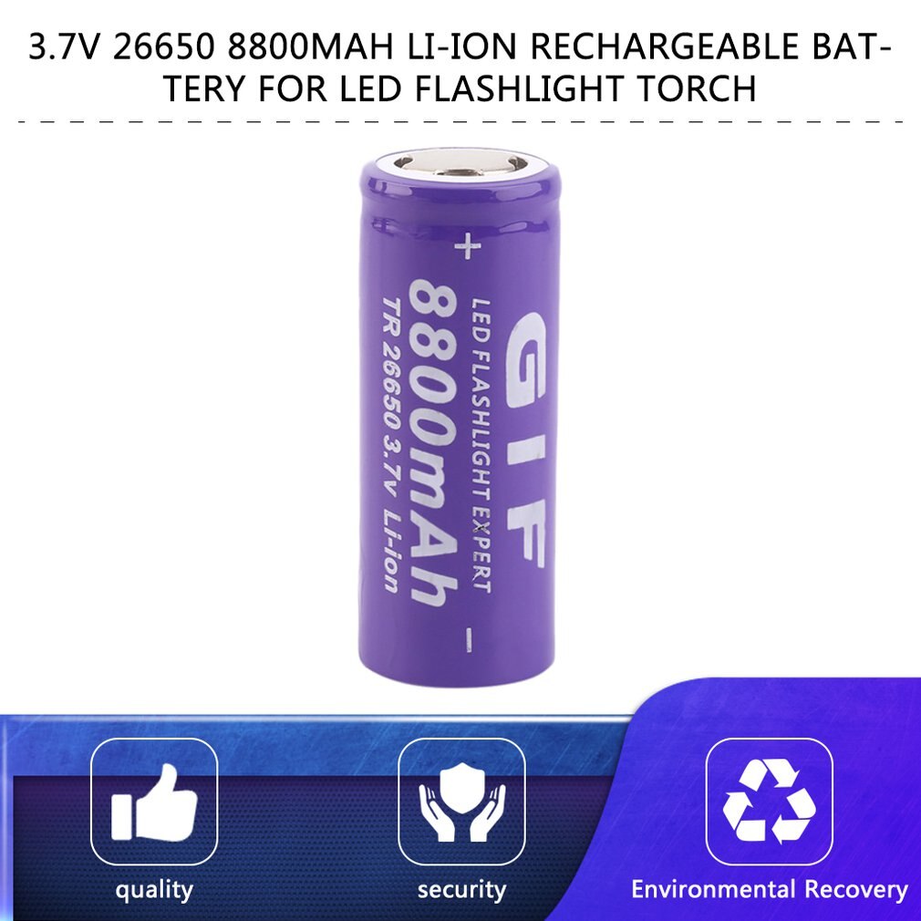 3.7V 26650 8800Mah Li-Ion Oplaadbare Batterij Voor Led Zaklamp Zaklamp Li-Ion Zaklamp Veilig En Milieuvriendelijk