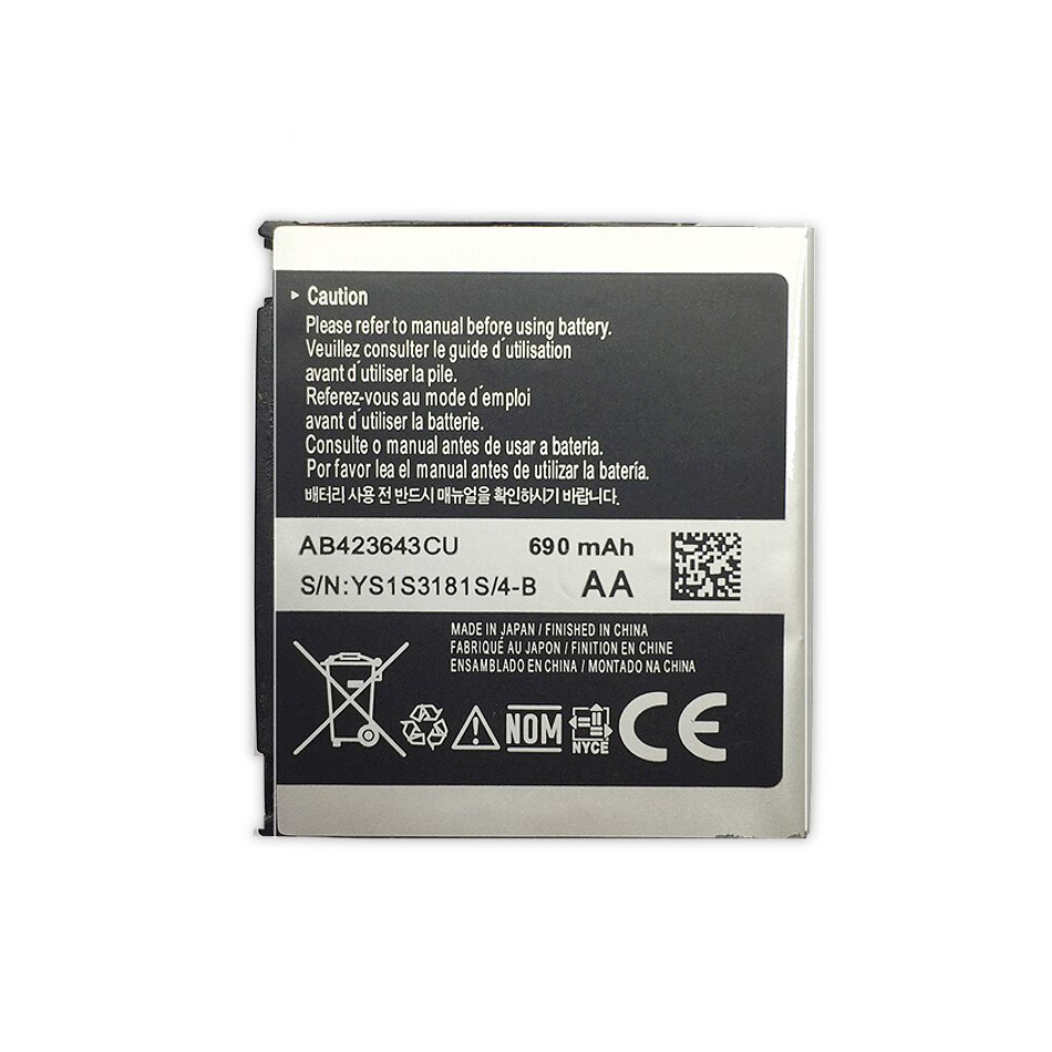 AB423643CU (AB423643CC AB423643CE) Battery for samsung X828 D830 D838 E840 F589 F639 U100 U308 U600 X820 with Track Code
